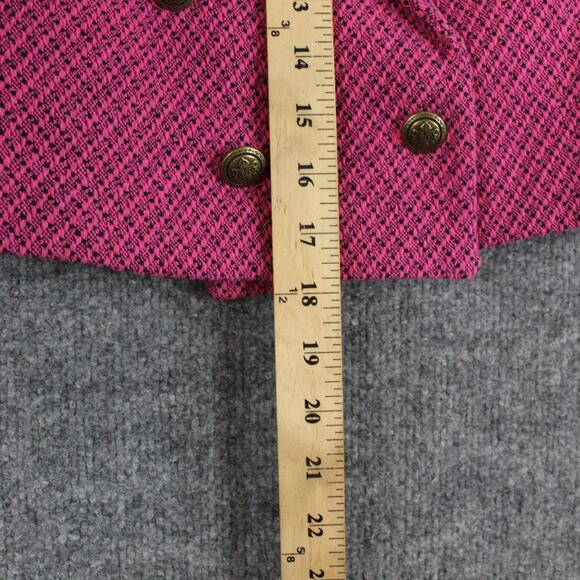 Zara Blazer Womens Medium Pink Tweed Cropped Double Breasted Gold Button Jacket - Picture 9 of 11